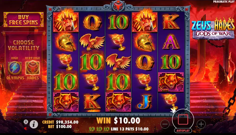 Zeus vs Hades: Gods of War RTP и волатильность